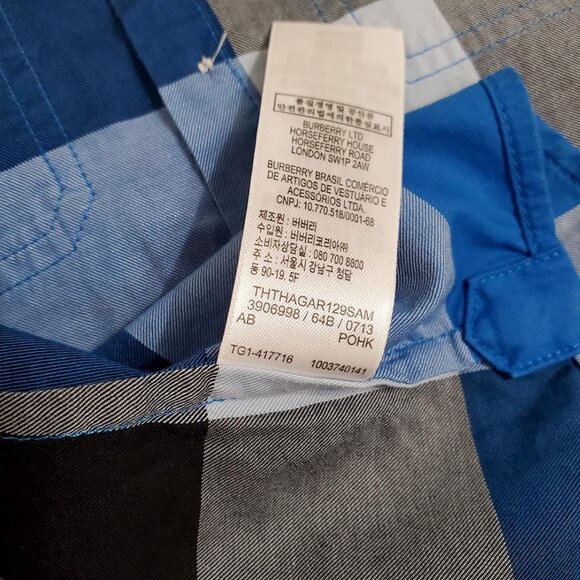 Burberry Toddler Boy Button Down Shirt 18 Months Long Sleeve Plaid Blue Cotton - Picture 12 of 12